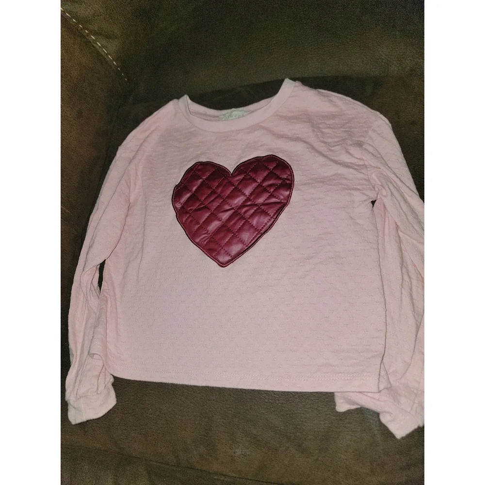 Btween pink heart top and maroon pants size‎ 7 outfit